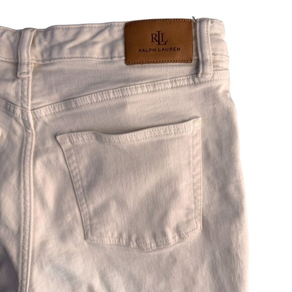 Lauren Ralph Lauren Jeans Women 6 Cream Denim Mid Rise Skinny Fit Preppy Classic - Picture 6 of 7